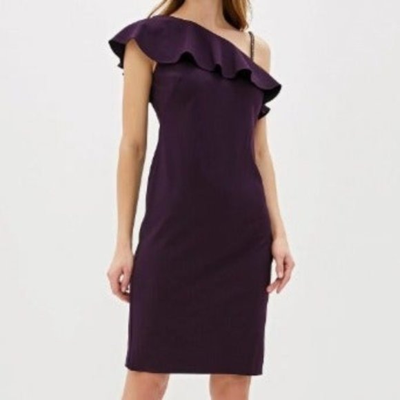 Lauren Ralph Lauren Dresses & Skirts - LAUREN RALPH LAUREN sheath asymmetrical neckline dress Sz 14 NEW